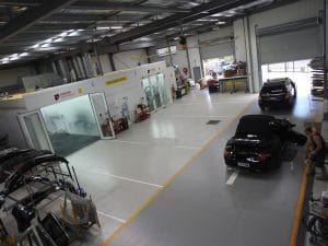 huge industrial steel shed interior