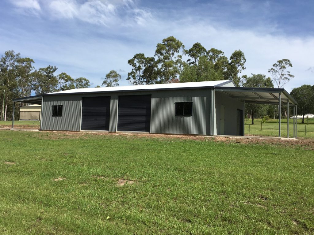 rural shed with undercover space on acreage